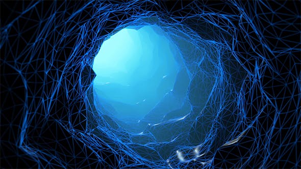 Blue Wireframe Endless Tunnel - Videohive Download 18272792