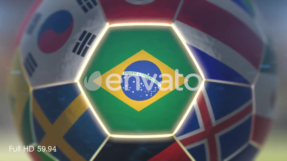 Brazil Flag on a Soccer Ball Football in Stadium Videohive 21846047 Motion Graphics Image 10