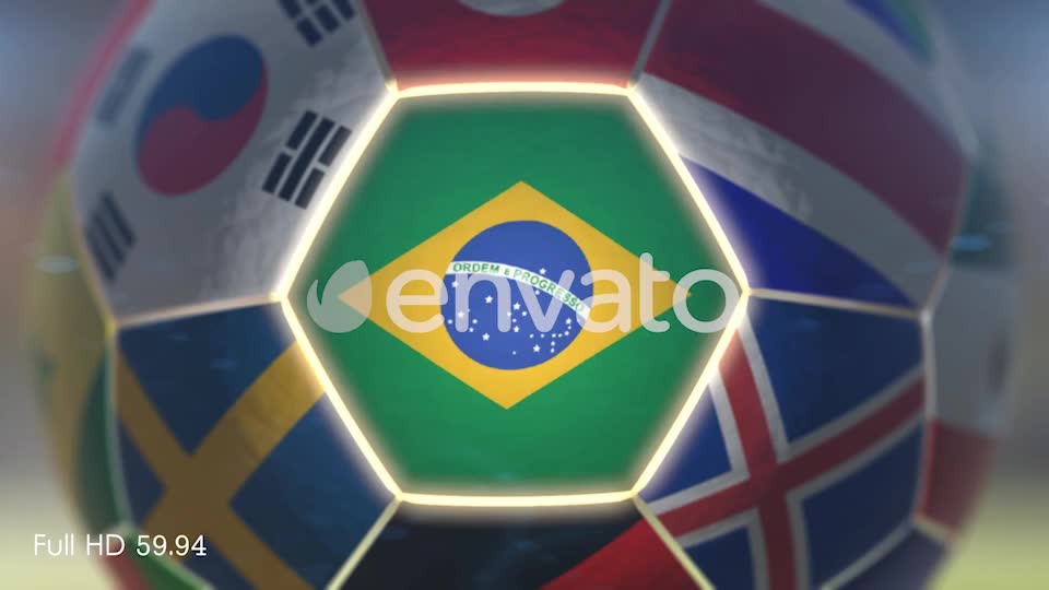 Brazil Flag on a Soccer Ball Football in Stadium Videohive 21846047 Motion Graphics Image 11