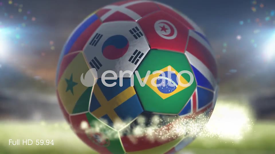 Brazil Flag on a Soccer Ball Football in Stadium Videohive 21846047 Motion Graphics Image 2