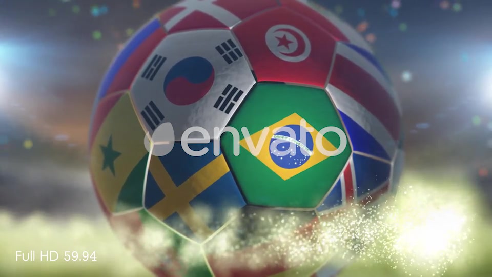 Brazil Flag on a Soccer Ball Football in Stadium Videohive 21846047 Motion Graphics Image 3