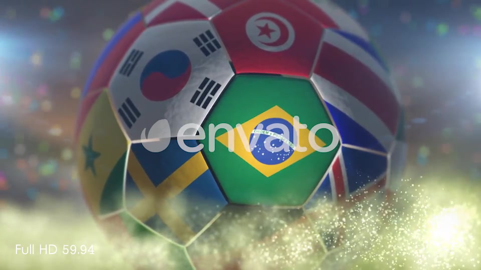 Brazil Flag on a Soccer Ball Football in Stadium Videohive 21846047 Motion Graphics Image 4