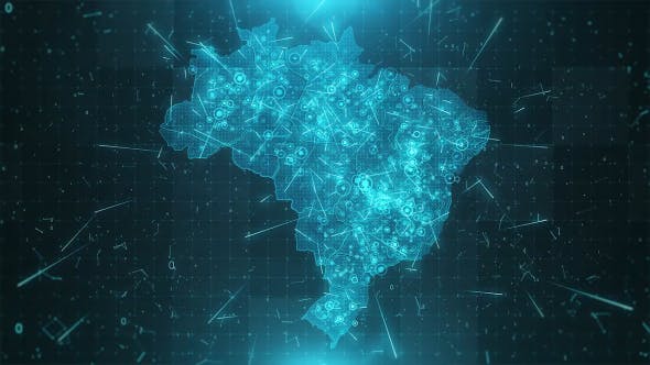 Brazil Map Background Cities Connections 4K - Videohive 18430005 Download