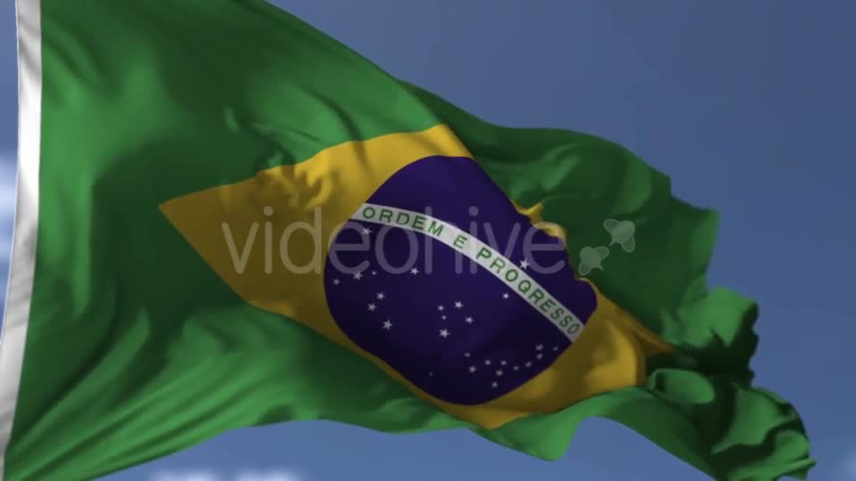 Brazilian Flag Against Blue Sky Videohive 20038266 Motion Graphics Image 1