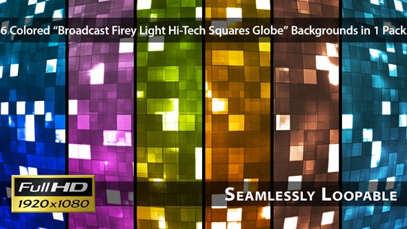 Broadcast Firey Light Hi Tech Squares Globe Pack 01 - Videohive Download 3972319