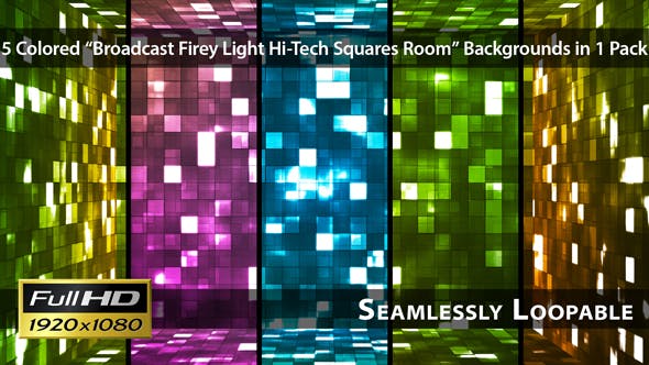 Broadcast Firey Light Hi Tech Squares Room Pack 01 - Download Videohive 3881424