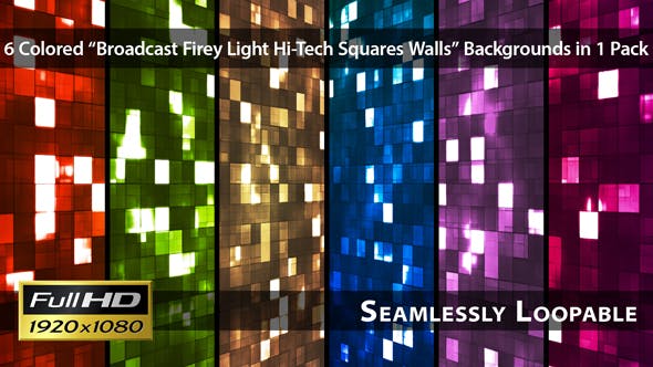 Broadcast Firey Light Hi Tech Squares Walls Pack 01 - Videohive 4673196 Download