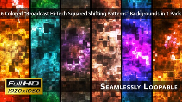 Broadcast Hi Tech Squared Shifting Patterns Pack 01 - Videohive Download 5360176