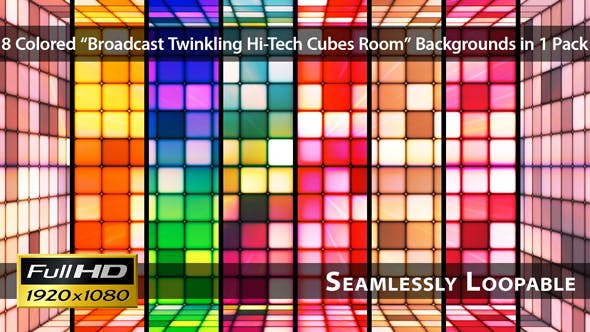 Broadcast Twinkling Hi Tech Cubes Room Pack 02 - Videohive Download 3291661
