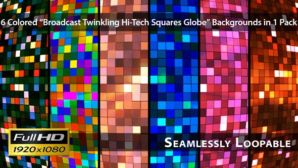 Broadcast Twinkling Hi Tech Squares Globe Pack 01 - Videohive 3554601 Download