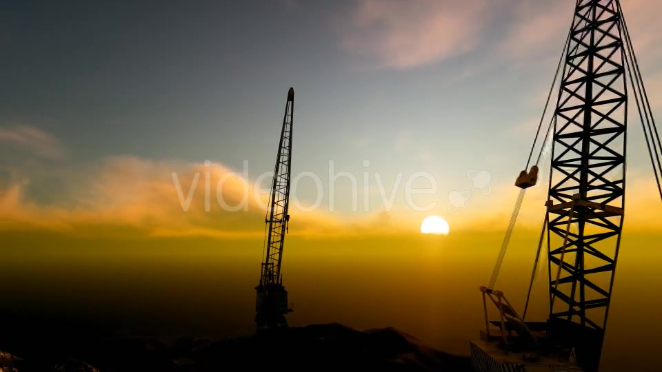 Building Construction Crane and Sunset Videohive 19586543 Motion Graphics Image 6