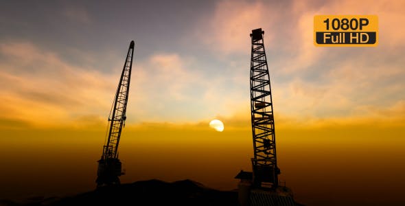 Building Construction Crane and Sunset - Videohive Download 19586543