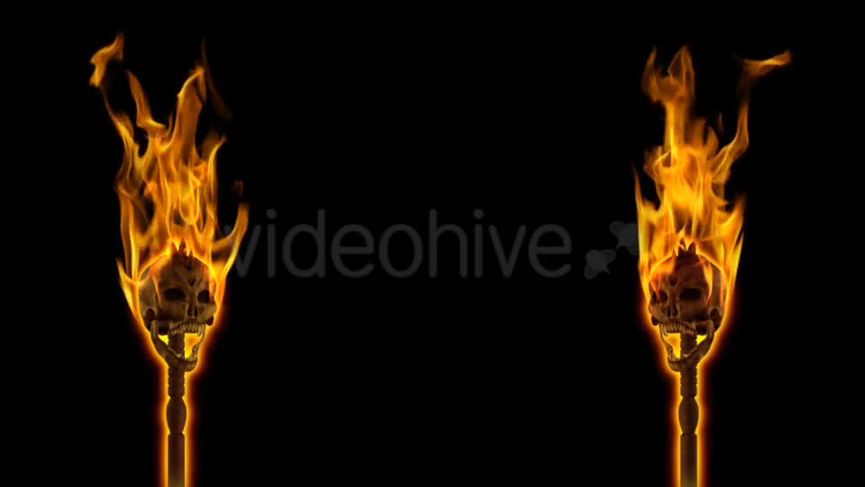 Burning Skull Torch Pole and Gate I Angle Pack of 2 Videohive 18624467 Motion Graphics Image 1