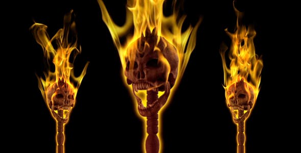 Burning Skull Torch Pole and Gate I Angle Pack of 2 - Download 18624467 Videohive