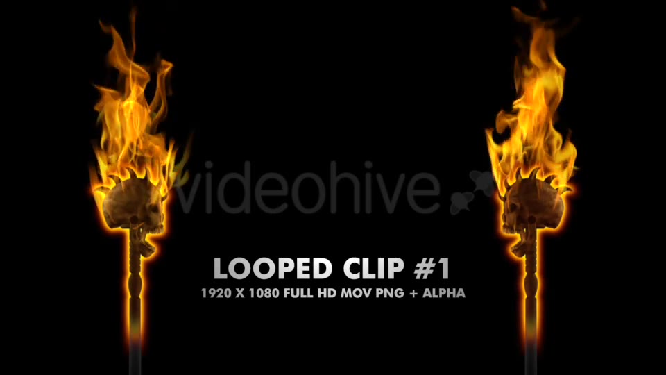 Burning Skull Torch Pole and Gate I Side Pack of 2 Videohive 18624616 Motion Graphics Image 2