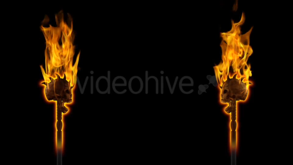 Burning Skull Torch Pole and Gate I Side Pack of 2 Videohive 18624616 Motion Graphics Image 5