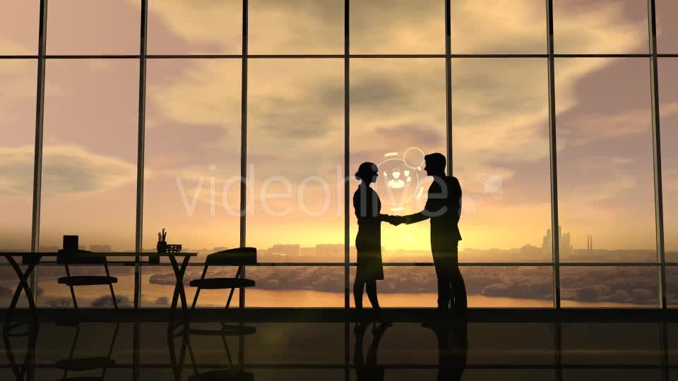 Business Partners Shake Hands On The Background Of Corporate Infographics Videohive 21213991 Motion Graphics Image 1