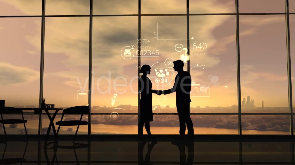 Business Partners Shake Hands On The Background Of Corporate Infographics Videohive 21213991 Motion Graphics Image 3