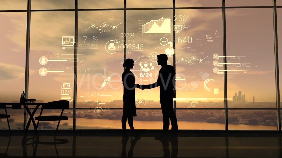 Business Partners Shake Hands On The Background Of Corporate Infographics Videohive 21213991 Motion Graphics Image 4