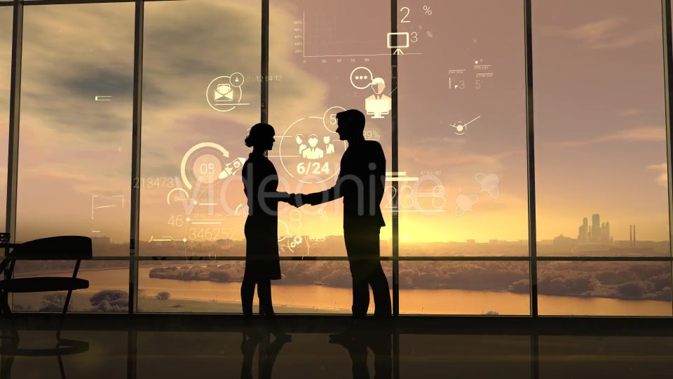 Business Partners Shake Hands On The Background Of Corporate Infographics Videohive 21213991 Motion Graphics Image 7