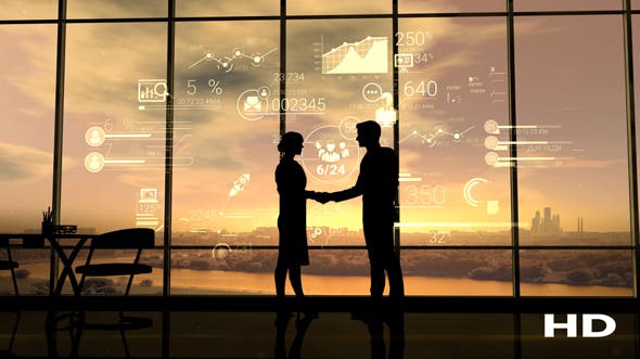 Business Partners Shake Hands On The Background Of Corporate Infographics - Videohive 21213991 Download