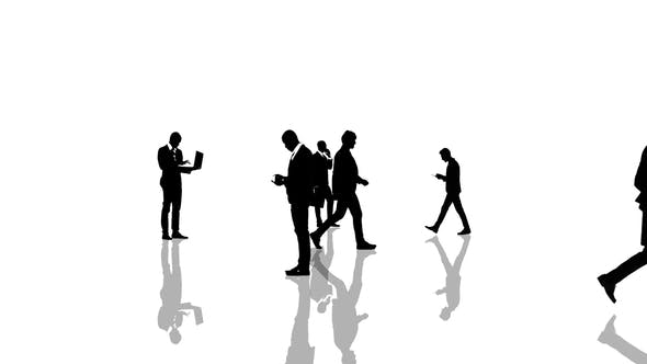 Business People Silhouettes Moving Towards the Camera. Seamlessly Loopable Animation. - 22452044 Videohive Download