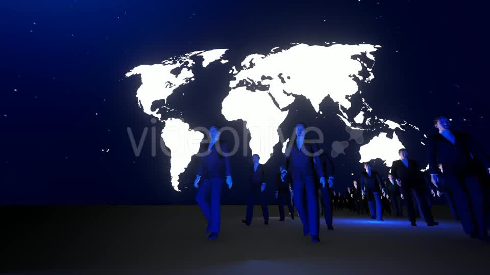 Business People Walking and World Map at Night Videohive 19539112 Motion Graphics Image 1
