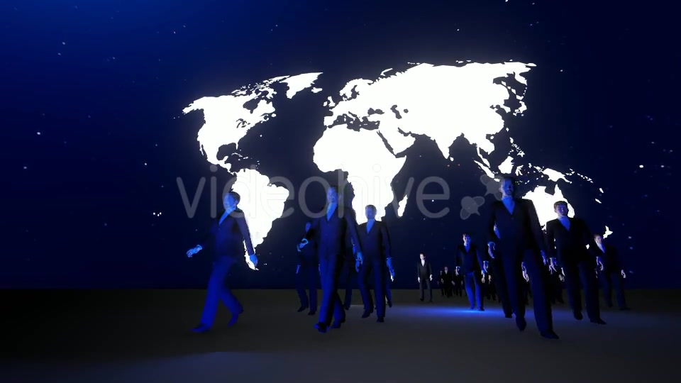 Business People Walking and World Map at Night Videohive 19539112 Motion Graphics Image 3