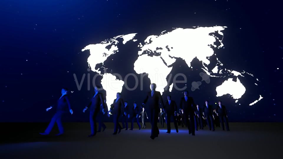Business People Walking and World Map at Night Videohive 19539112 Motion Graphics Image 5