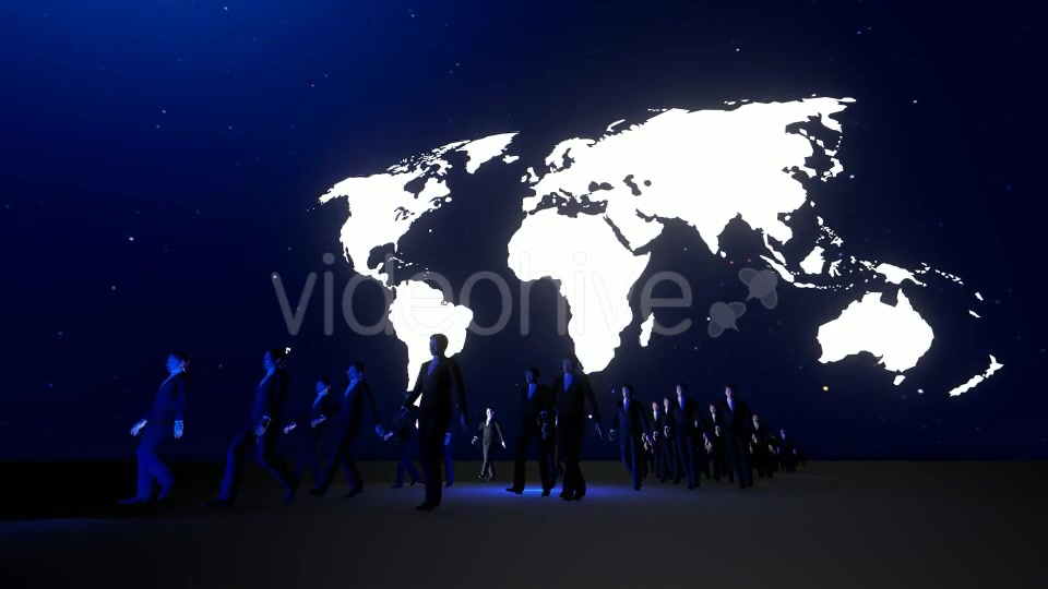 Business People Walking and World Map at Night Videohive 19539112 Motion Graphics Image 7