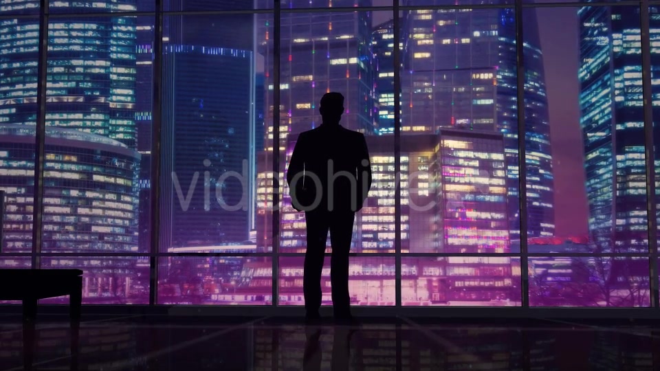 Businessman In An Office On A Background Of Night Skyscrapers Videohive 20445687 Motion Graphics Image 5