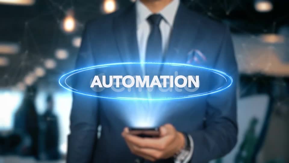 Businessman Smartphone Hologram Word Automation Videohive 22838899 Motion Graphics Image 10