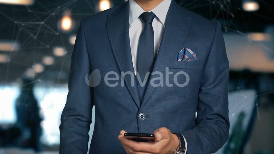 Businessman Smartphone Hologram Word Automation Videohive 22838899 Motion Graphics Image 2