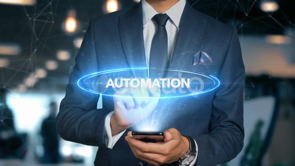 Businessman Smartphone Hologram Word Automation Videohive 22838899 Motion Graphics Image 7