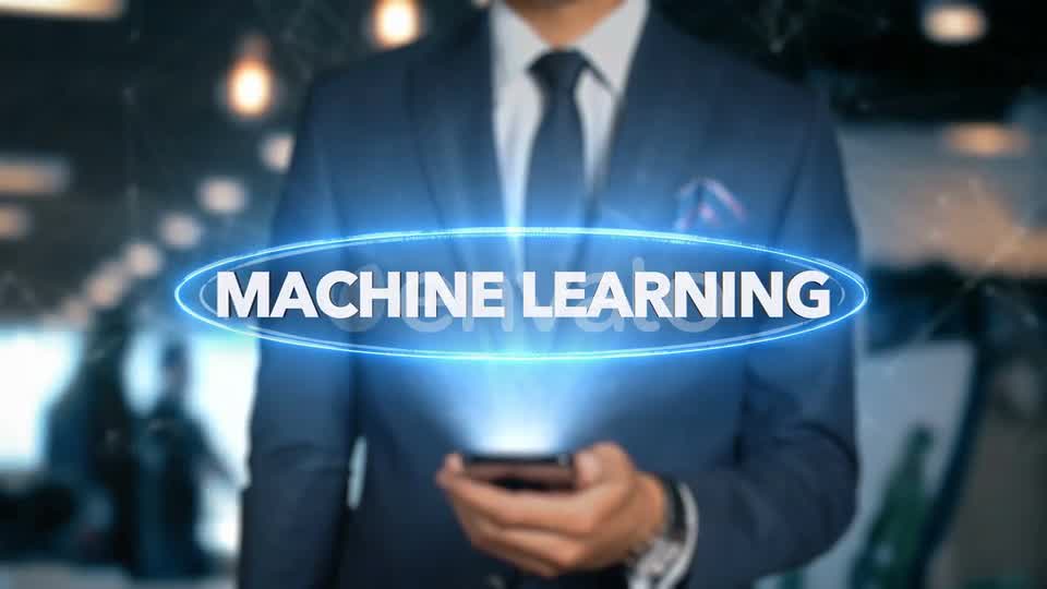 Businessman Smartphone Hologram Word Machine Learning Videohive 22838846 Motion Graphics Image 12