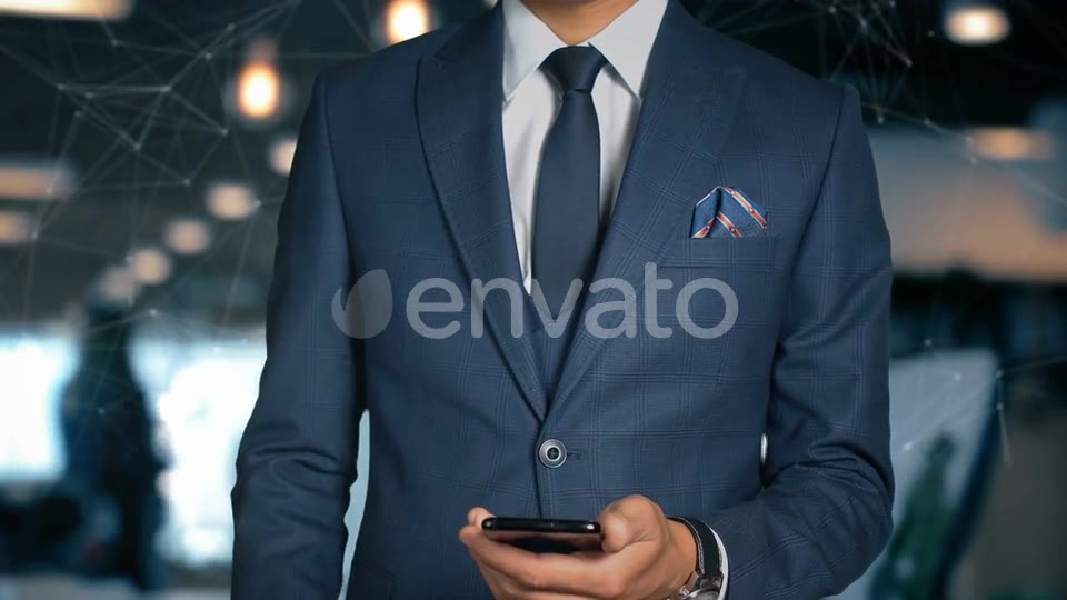 Businessman Smartphone Hologram Word Machine Learning Videohive 22838846 Motion Graphics Image 2