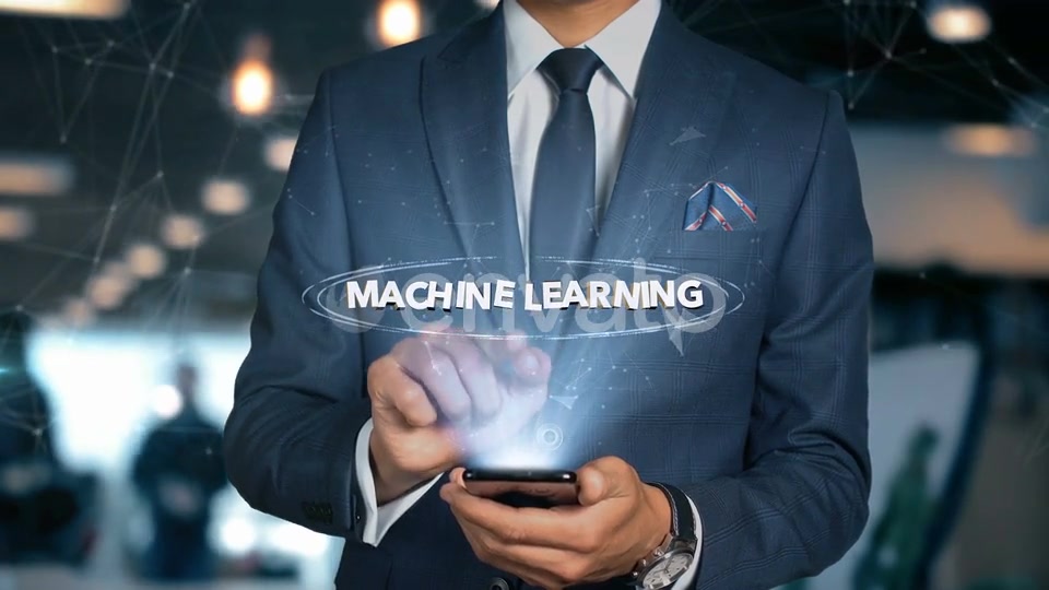 Businessman Smartphone Hologram Word Machine Learning Videohive 22838846 Motion Graphics Image 6