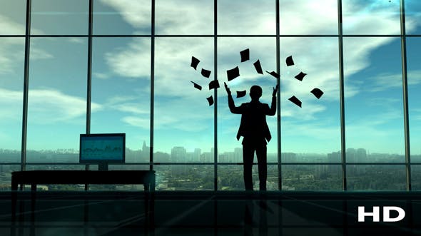 Businessman Spreading Paper By The Office Window - Videohive Download 20248365