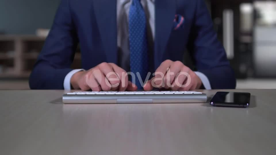 Businessman Writing On Hologram Desk Tech Word Quantum Computing Videohive 23999431 Motion Graphics Image 1