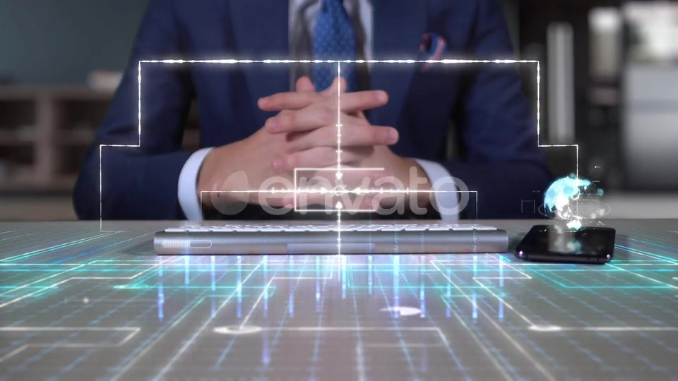 Businessman Writing On Hologram Desk Tech Word Quantum Computing Videohive 23999431 Motion Graphics Image 5