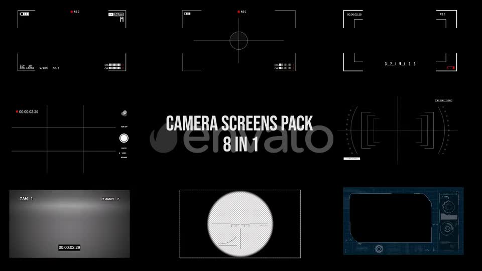 Camera Screen Pack 8 in 1 Videohive 25161515 Motion Graphics Image 1