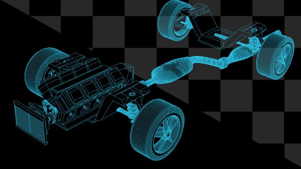 Car Assembling From Parts Wireframe - Download 21145539 Videohive