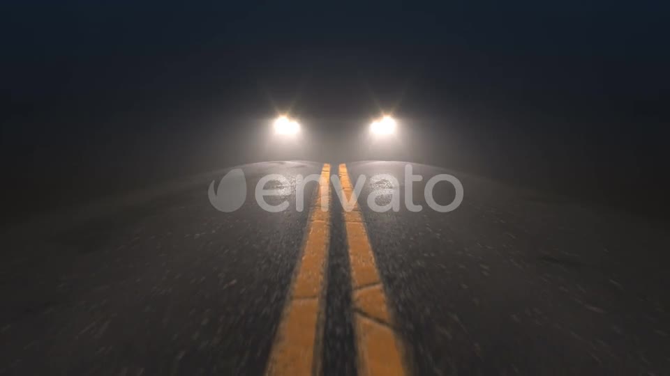 Car Headlights Pursuiting Camera on a Night Road Videohive 24975291 Motion Graphics Image 1