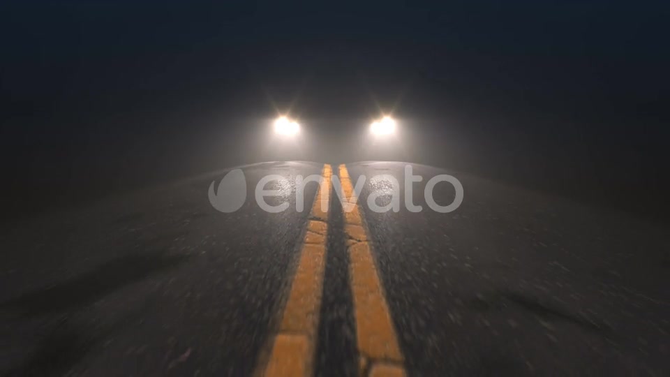 Car Headlights Pursuiting Camera on a Night Road Videohive 24975291 Motion Graphics Image 2