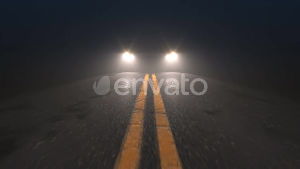 Car Headlights Pursuiting Camera on a Night Road Videohive 24975291 Motion Graphics Image 3