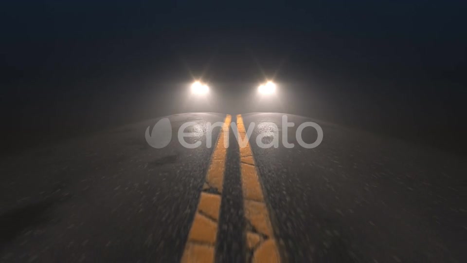 Car Headlights Pursuiting Camera on a Night Road Videohive 24975291 Motion Graphics Image 4