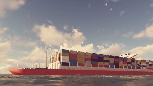 Cargo Container Ship On The Sea Animation - Videohive 17568616 Download