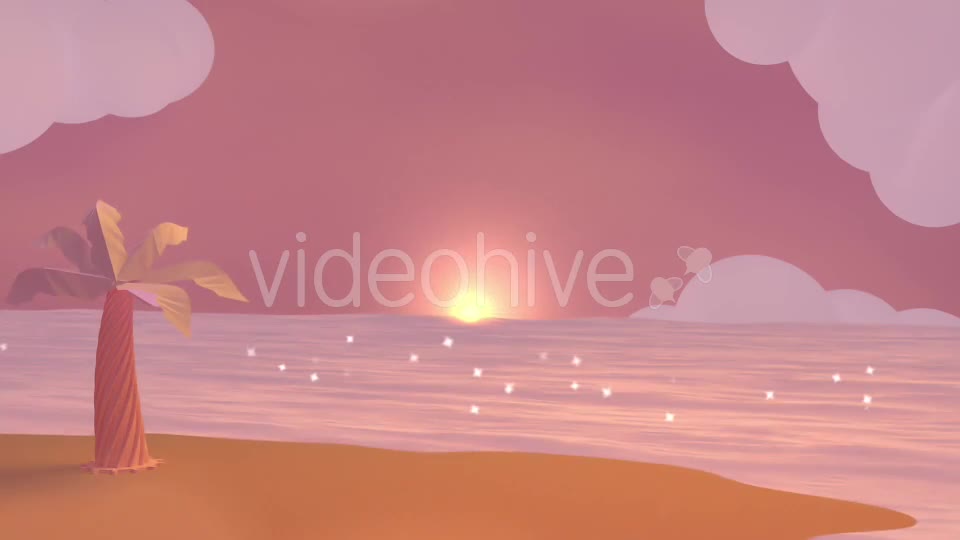 Cartoon Beach At Dusk Videohive 19781047 Motion Graphics Image 1