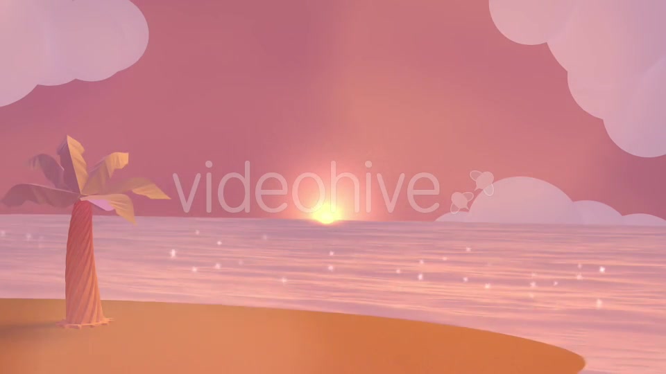 Cartoon Beach At Dusk Videohive 19781047 Motion Graphics Image 10