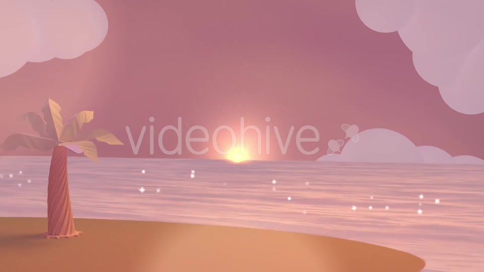 Cartoon Beach At Dusk Videohive 19781047 Motion Graphics Image 2